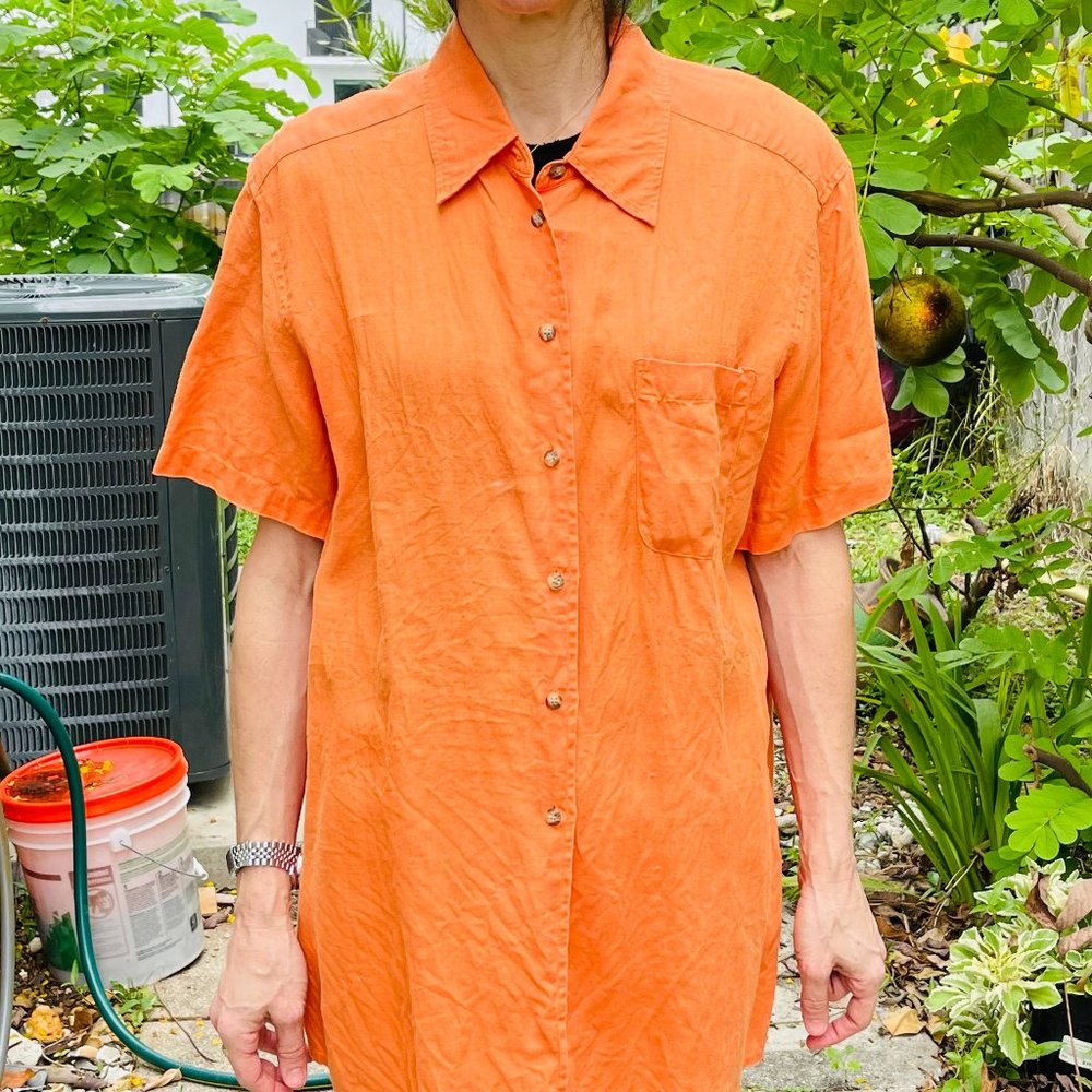 Elizabeth for Liz Claiborne Tangerine Plus Size Linen Blouse